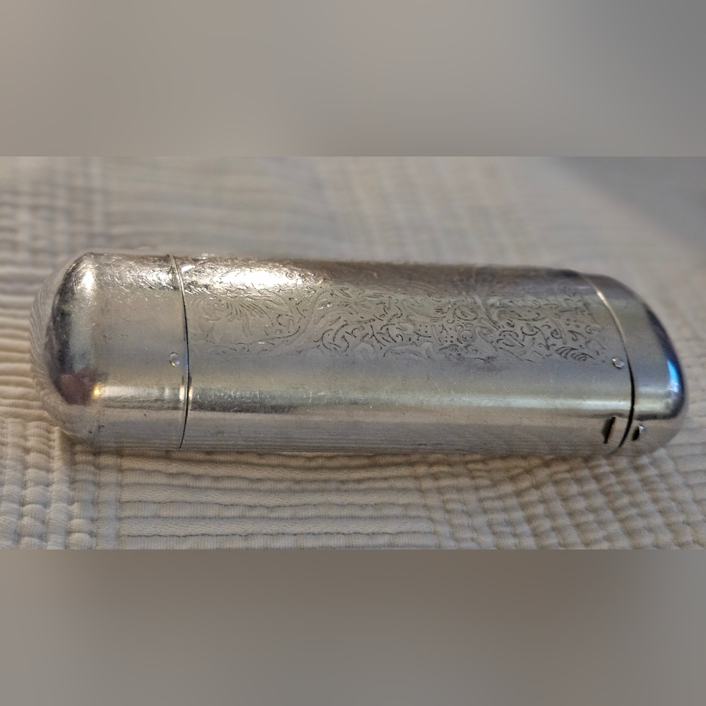 "Vintage 1920s Silver Sunglass Case with Black Felt Lining & Push-Button Release